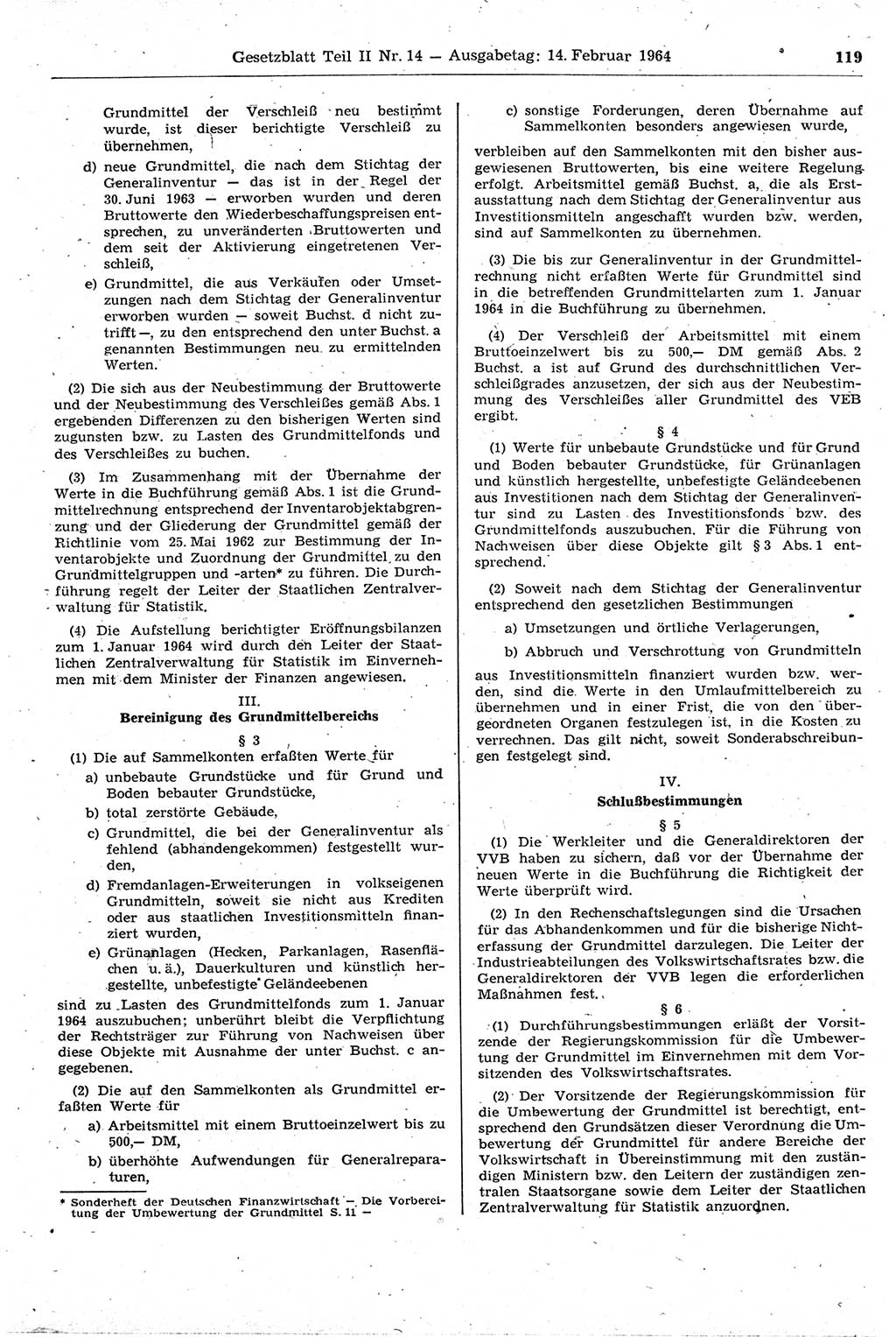 Gesetzblatt (GBl.) der Deutschen Demokratischen Republik (DDR) Teil ⅠⅠ 1964, Seite 119 (GBl. DDR ⅠⅠ 1964, S. 119)