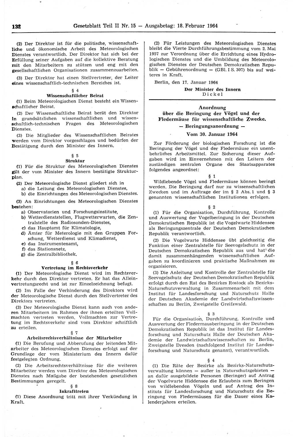 Gesetzblatt (GBl.) der Deutschen Demokratischen Republik (DDR) Teil ⅠⅠ 1964, Seite 132 (GBl. DDR ⅠⅠ 1964, S. 132)