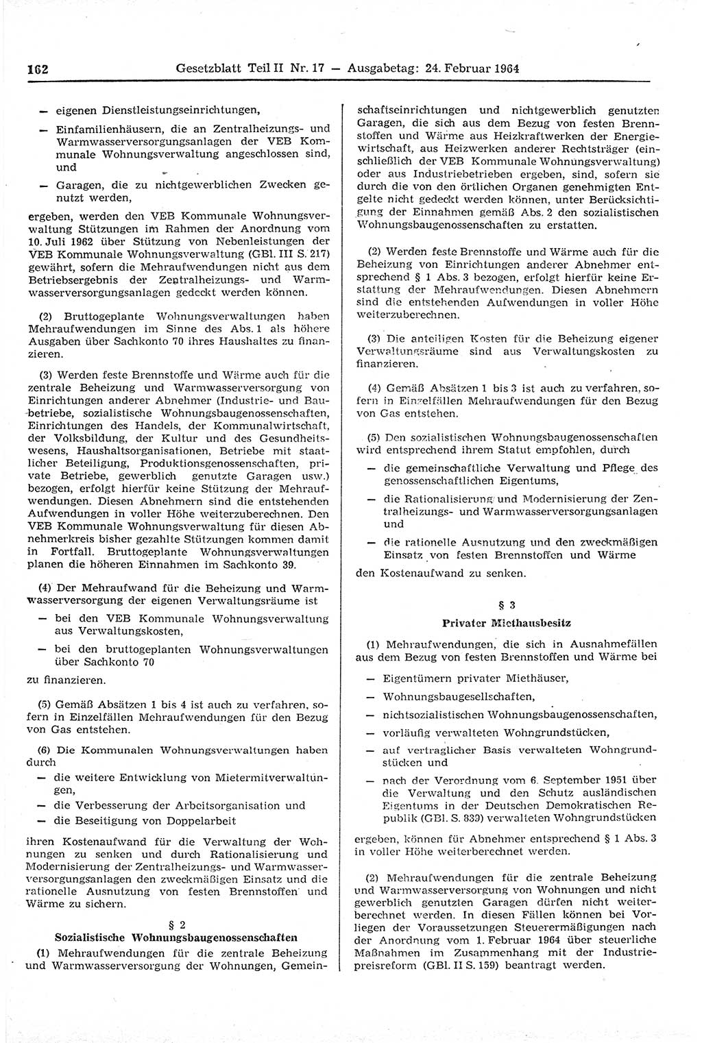 Gesetzblatt (GBl.) der Deutschen Demokratischen Republik (DDR) Teil ⅠⅠ 1964, Seite 162 (GBl. DDR ⅠⅠ 1964, S. 162)