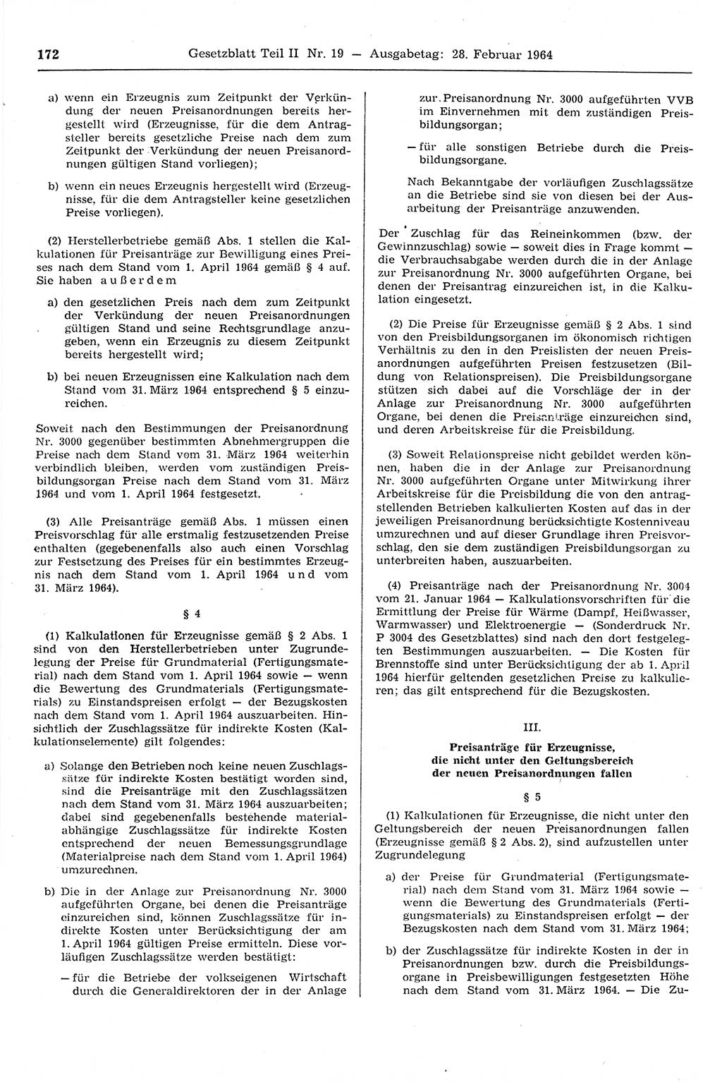 Gesetzblatt (GBl.) der Deutschen Demokratischen Republik (DDR) Teil ⅠⅠ 1964, Seite 172 (GBl. DDR ⅠⅠ 1964, S. 172)
