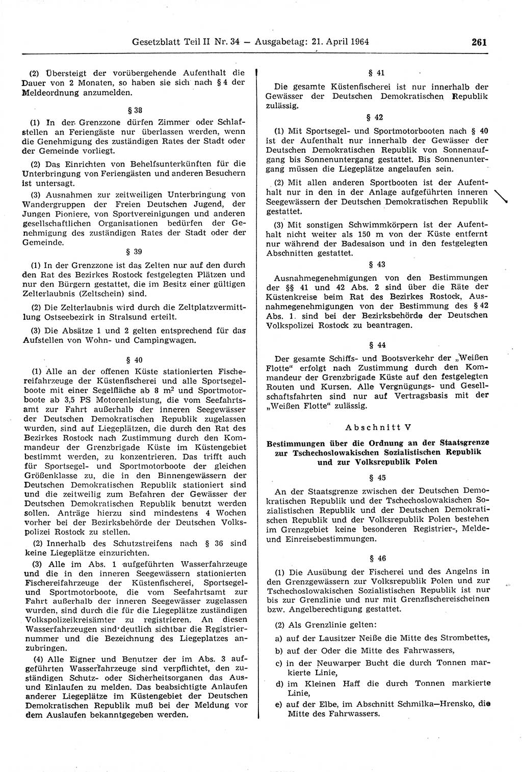 Gesetzblatt (GBl.) der Deutschen Demokratischen Republik (DDR) Teil ⅠⅠ 1964, Seite 261 (GBl. DDR ⅠⅠ 1964, S. 261)