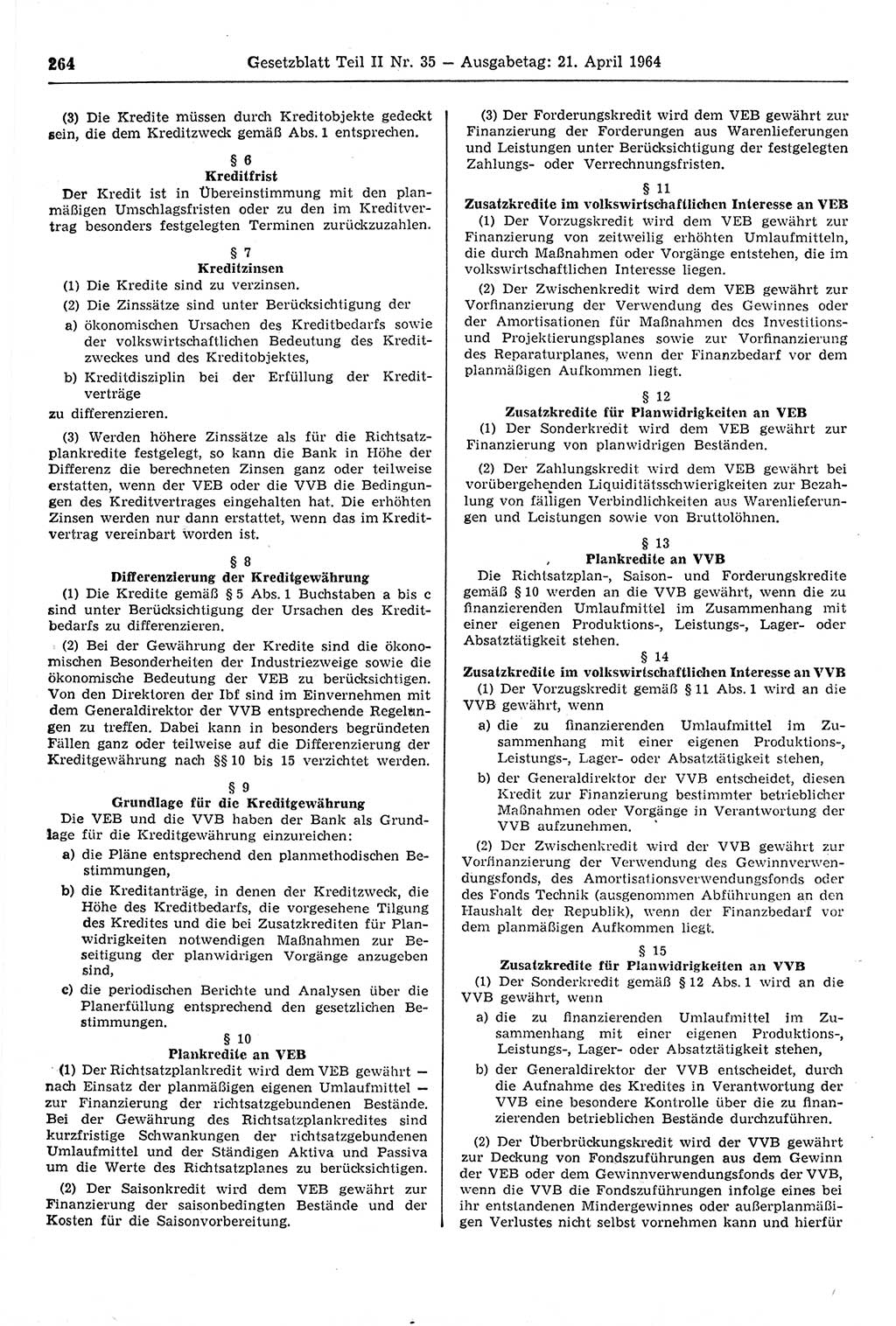 Gesetzblatt (GBl.) der Deutschen Demokratischen Republik (DDR) Teil ⅠⅠ 1964, Seite 264 (GBl. DDR ⅠⅠ 1964, S. 264)