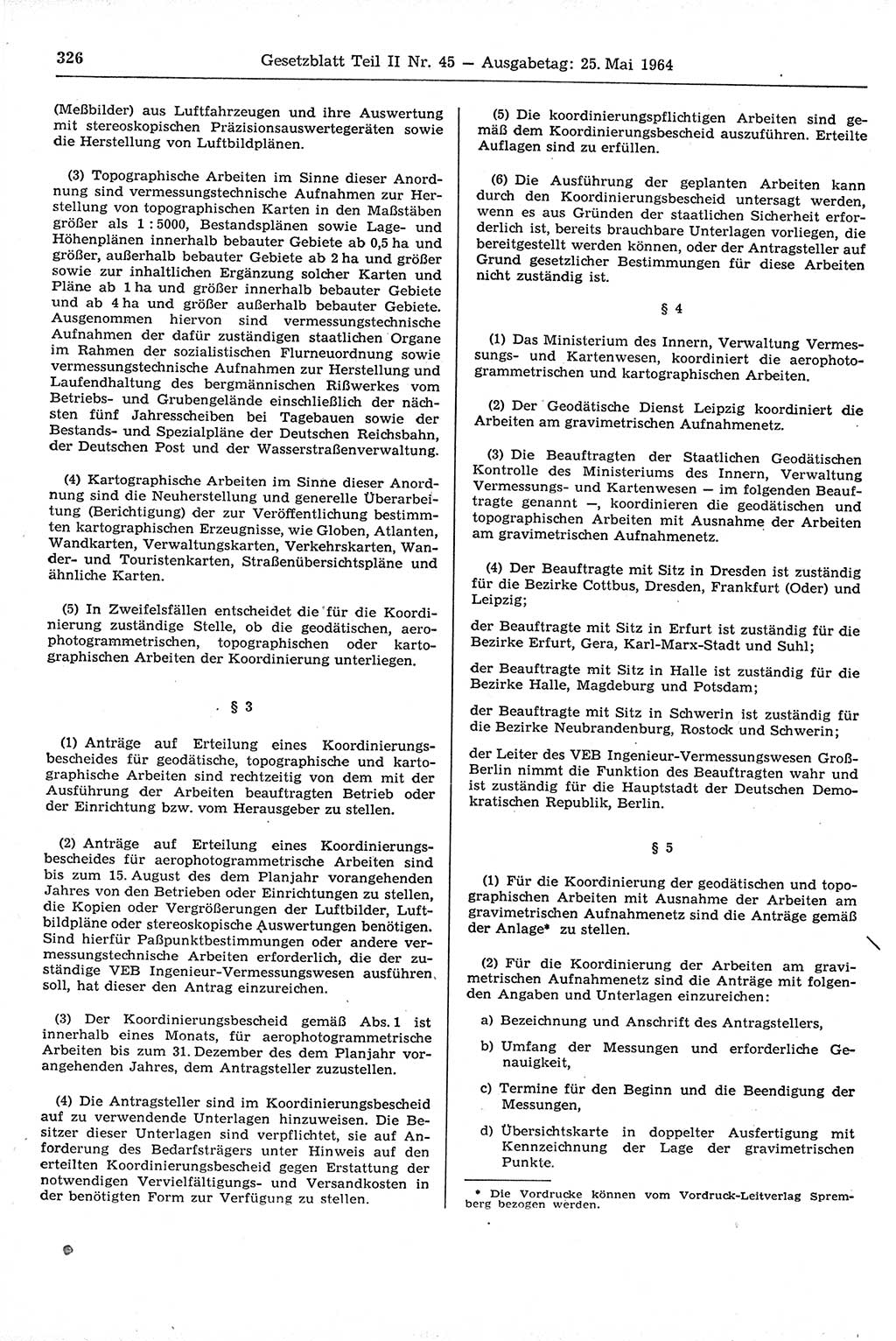 Gesetzblatt (GBl.) der Deutschen Demokratischen Republik (DDR) Teil ⅠⅠ 1964, Seite 326 (GBl. DDR ⅠⅠ 1964, S. 326)