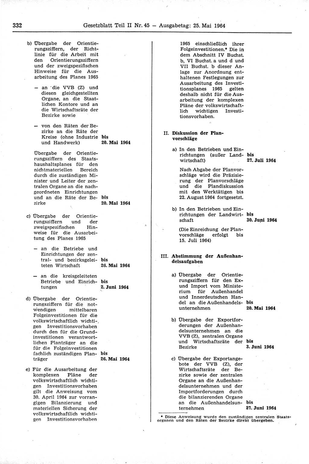 Gesetzblatt (GBl.) der Deutschen Demokratischen Republik (DDR) Teil ⅠⅠ 1964, Seite 332 (GBl. DDR ⅠⅠ 1964, S. 332)