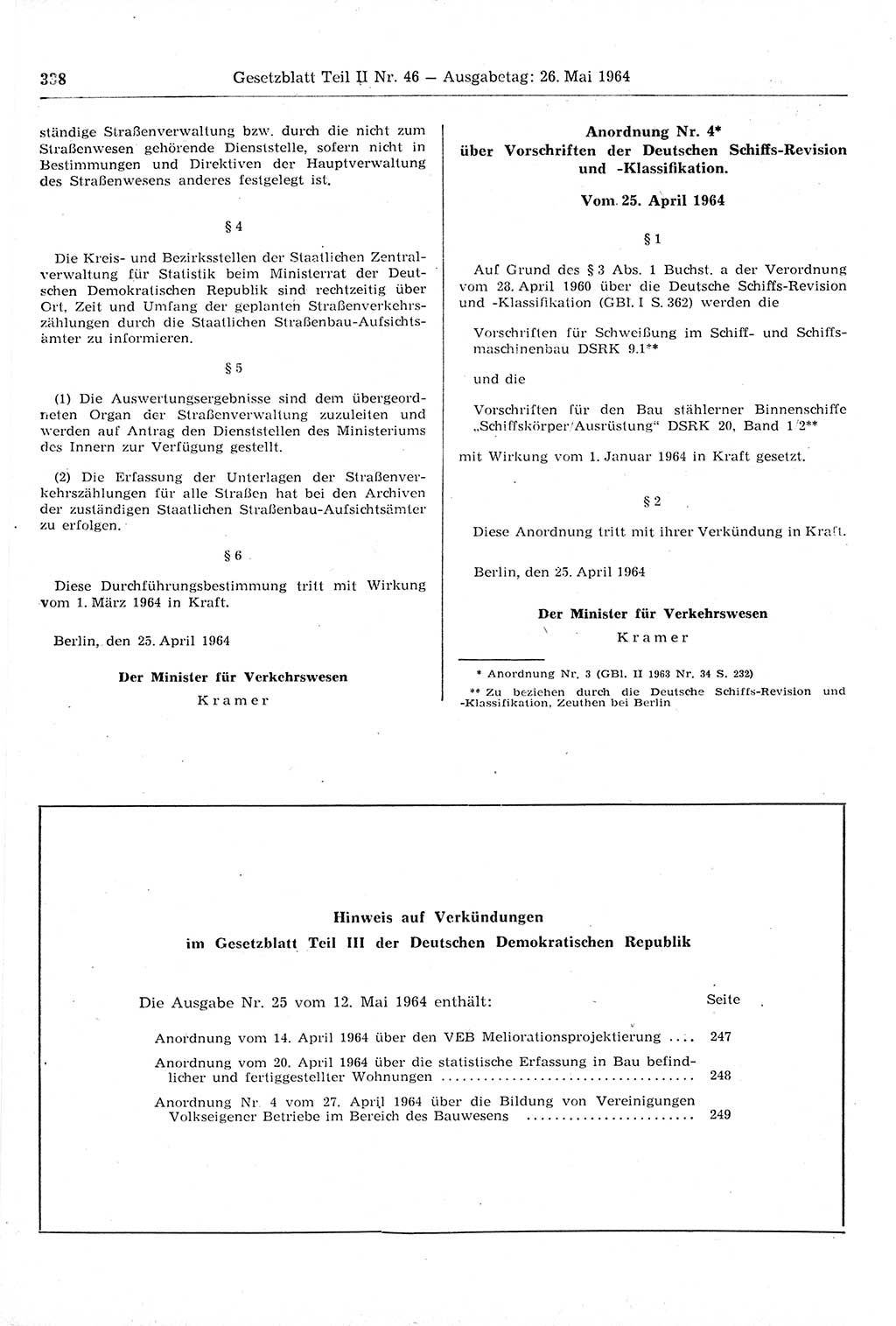 Gesetzblatt (GBl.) der Deutschen Demokratischen Republik (DDR) Teil ⅠⅠ 1964, Seite 338 (GBl. DDR ⅠⅠ 1964, S. 338)