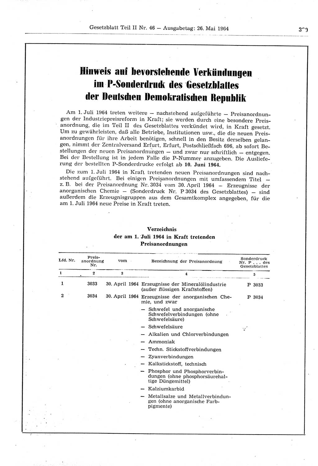 Gesetzblatt (GBl.) der Deutschen Demokratischen Republik (DDR) Teil ⅠⅠ 1964, Seite 339 (GBl. DDR ⅠⅠ 1964, S. 339)