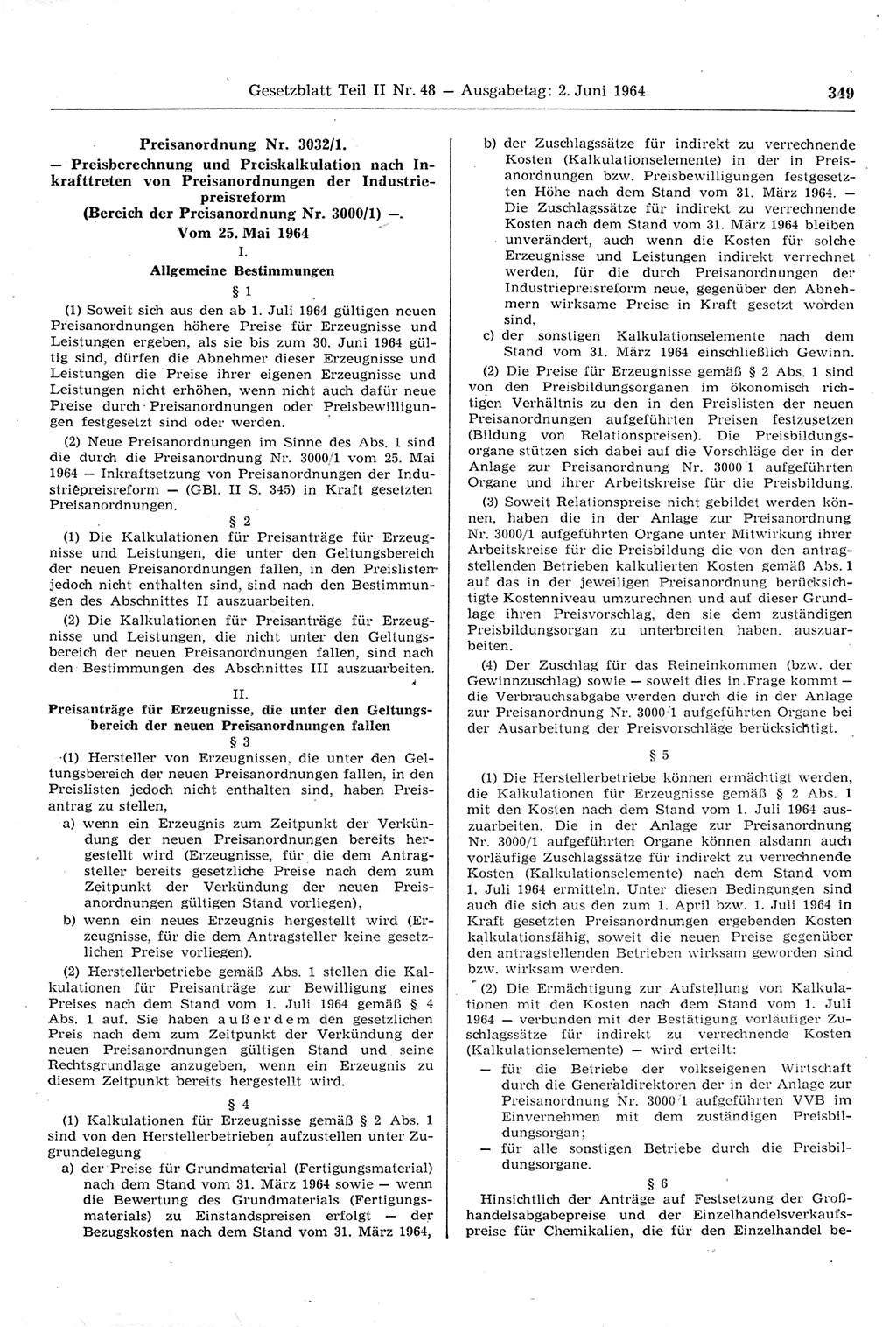 Gesetzblatt (GBl.) der Deutschen Demokratischen Republik (DDR) Teil ⅠⅠ 1964, Seite 349 (GBl. DDR ⅠⅠ 1964, S. 349)