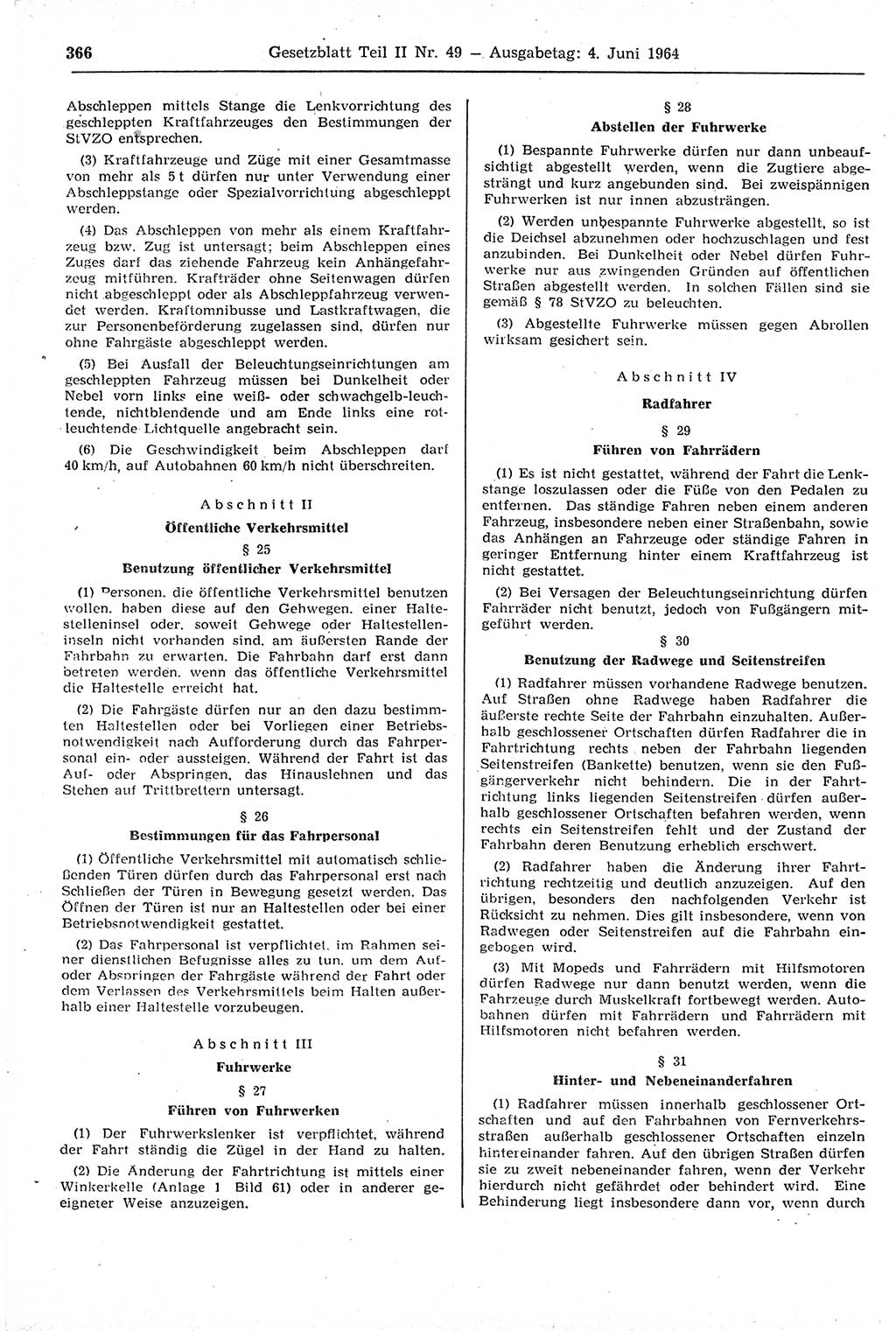Gesetzblatt (GBl.) der Deutschen Demokratischen Republik (DDR) Teil ⅠⅠ 1964, Seite 366 (GBl. DDR ⅠⅠ 1964, S. 366)