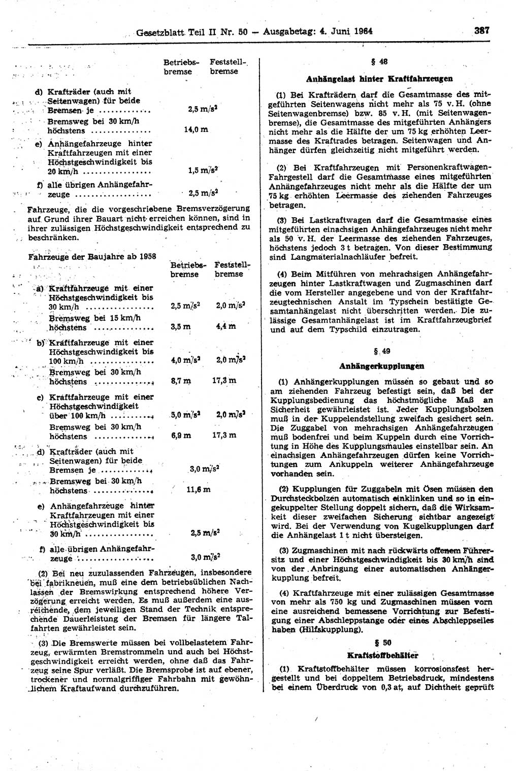 Gesetzblatt (GBl.) der Deutschen Demokratischen Republik (DDR) Teil ⅠⅠ 1964, Seite 387 (GBl. DDR ⅠⅠ 1964, S. 387)