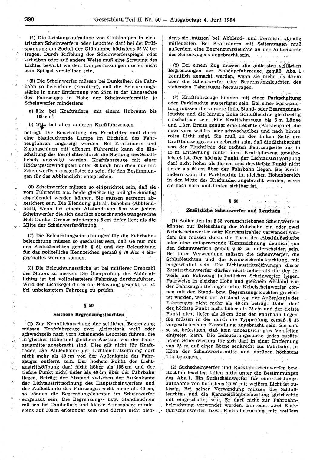 Gesetzblatt (GBl.) der Deutschen Demokratischen Republik (DDR) Teil ⅠⅠ 1964, Seite 390 (GBl. DDR ⅠⅠ 1964, S. 390)