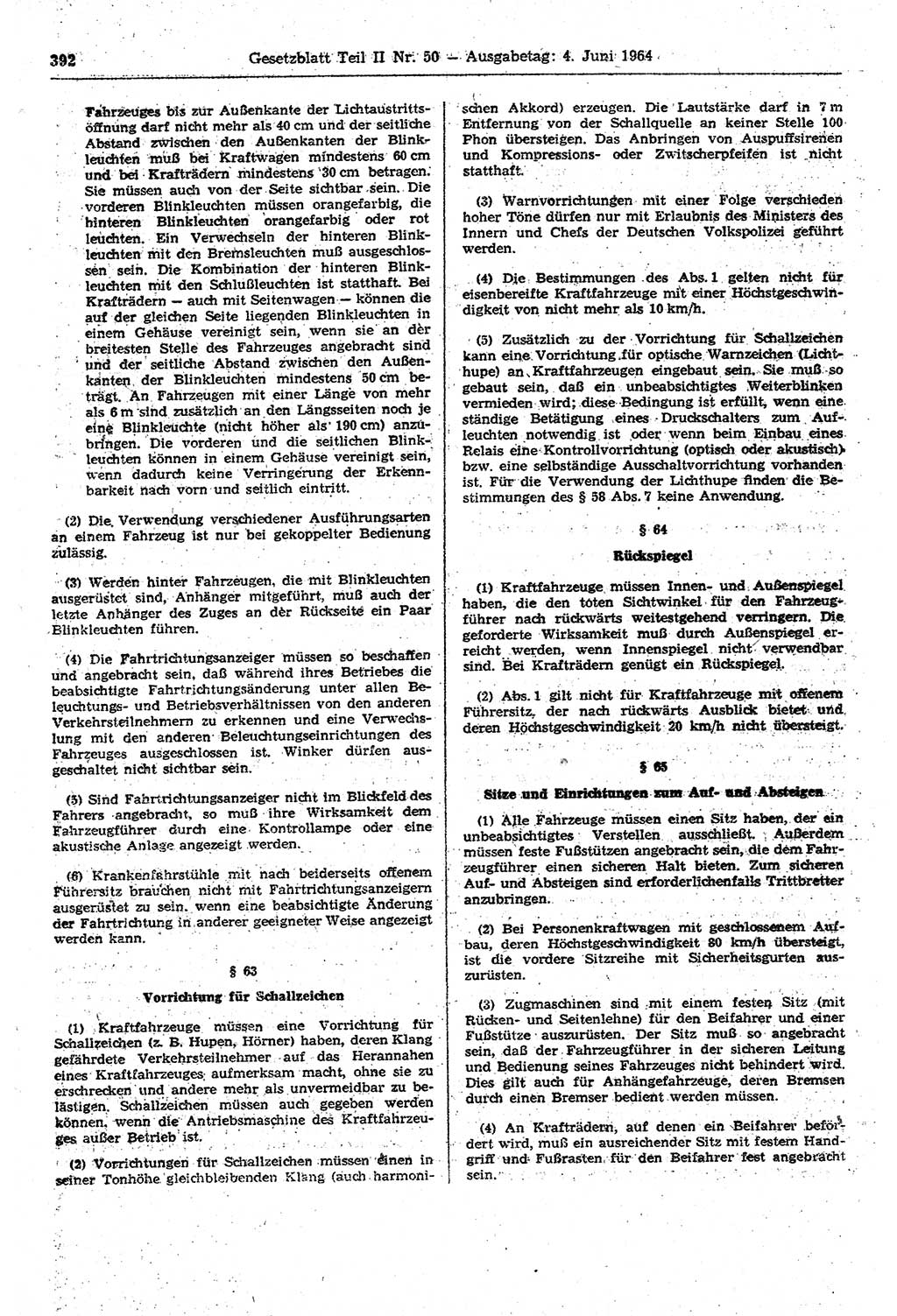 Gesetzblatt (GBl.) der Deutschen Demokratischen Republik (DDR) Teil ⅠⅠ 1964, Seite 392 (GBl. DDR ⅠⅠ 1964, S. 392)