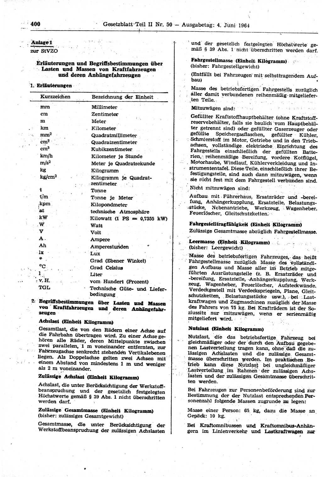 Gesetzblatt (GBl.) der Deutschen Demokratischen Republik (DDR) Teil ⅠⅠ 1964, Seite 400 (GBl. DDR ⅠⅠ 1964, S. 400)