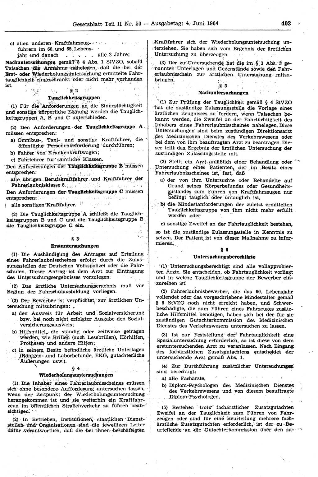 Gesetzblatt (GBl.) der Deutschen Demokratischen Republik (DDR) Teil ⅠⅠ 1964, Seite 403 (GBl. DDR ⅠⅠ 1964, S. 403)