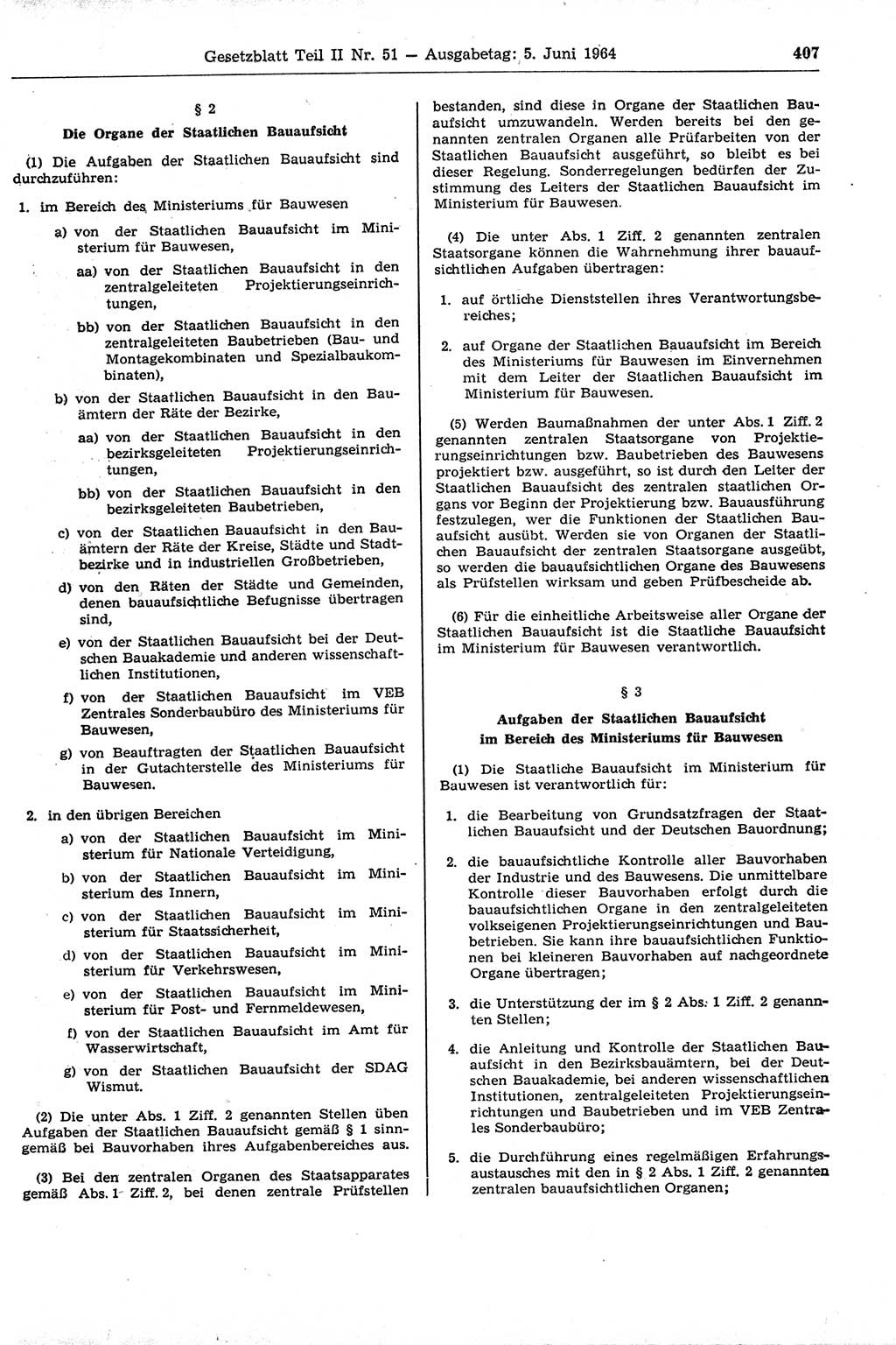 Gesetzblatt (GBl.) der Deutschen Demokratischen Republik (DDR) Teil ⅠⅠ 1964, Seite 407 (GBl. DDR ⅠⅠ 1964, S. 407)