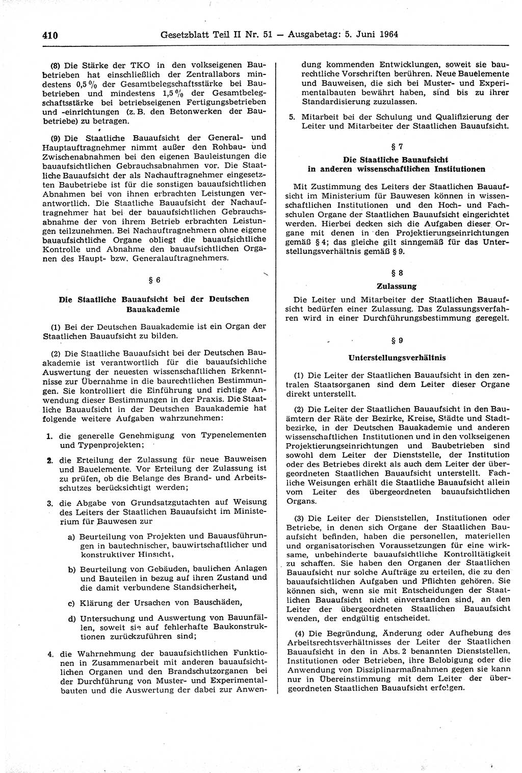 Gesetzblatt (GBl.) der Deutschen Demokratischen Republik (DDR) Teil ⅠⅠ 1964, Seite 410 (GBl. DDR ⅠⅠ 1964, S. 410)