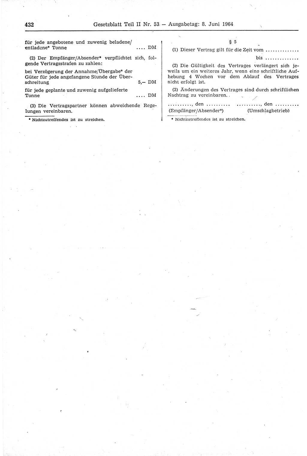 Gesetzblatt (GBl.) der Deutschen Demokratischen Republik (DDR) Teil ⅠⅠ 1964, Seite 432 (GBl. DDR ⅠⅠ 1964, S. 432)
