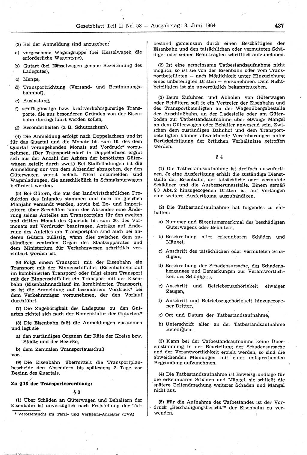 Gesetzblatt (GBl.) der Deutschen Demokratischen Republik (DDR) Teil ⅠⅠ 1964, Seite 437 (GBl. DDR ⅠⅠ 1964, S. 437)