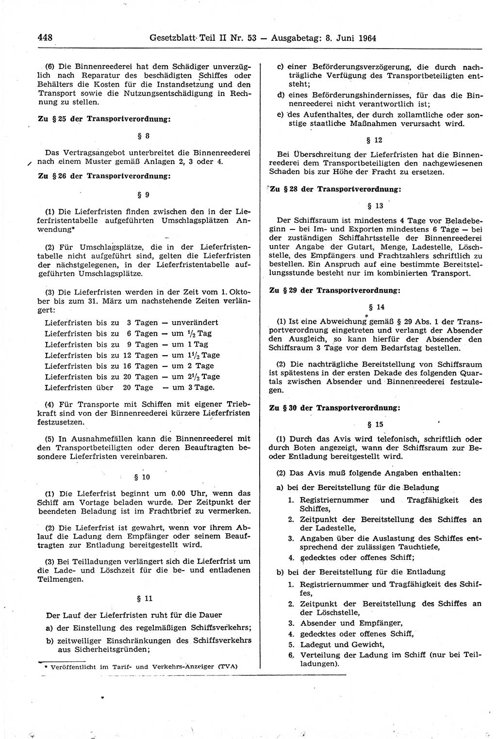 Gesetzblatt (GBl.) der Deutschen Demokratischen Republik (DDR) Teil ⅠⅠ 1964, Seite 448 (GBl. DDR ⅠⅠ 1964, S. 448)