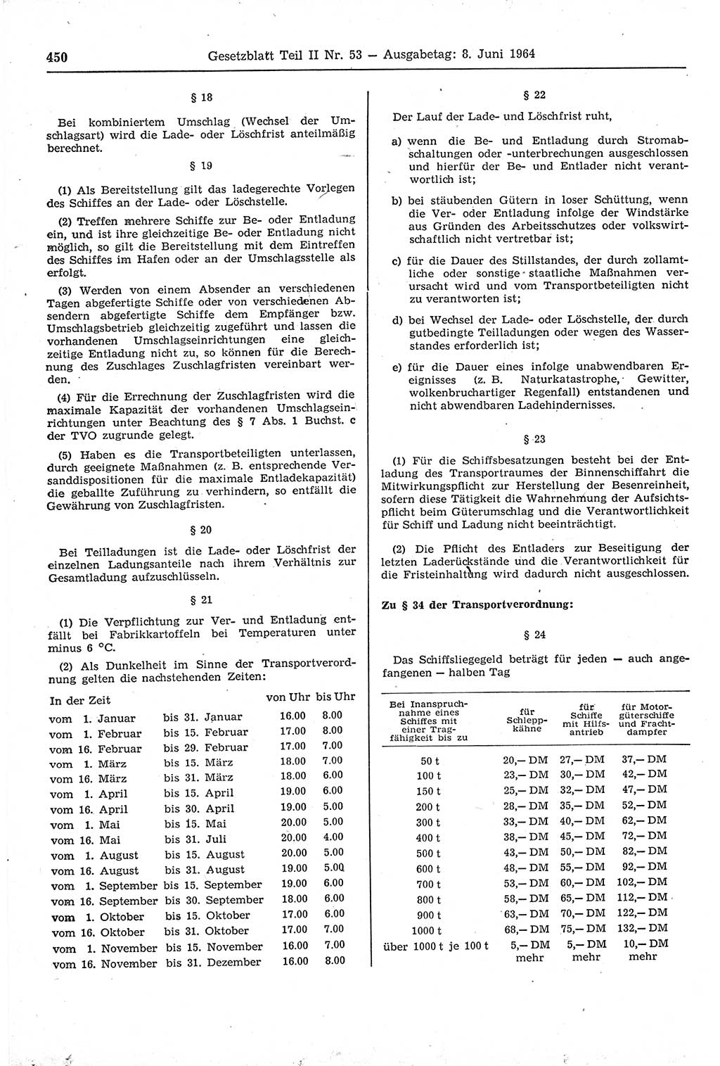 Gesetzblatt (GBl.) der Deutschen Demokratischen Republik (DDR) Teil ⅠⅠ 1964, Seite 450 (GBl. DDR ⅠⅠ 1964, S. 450)