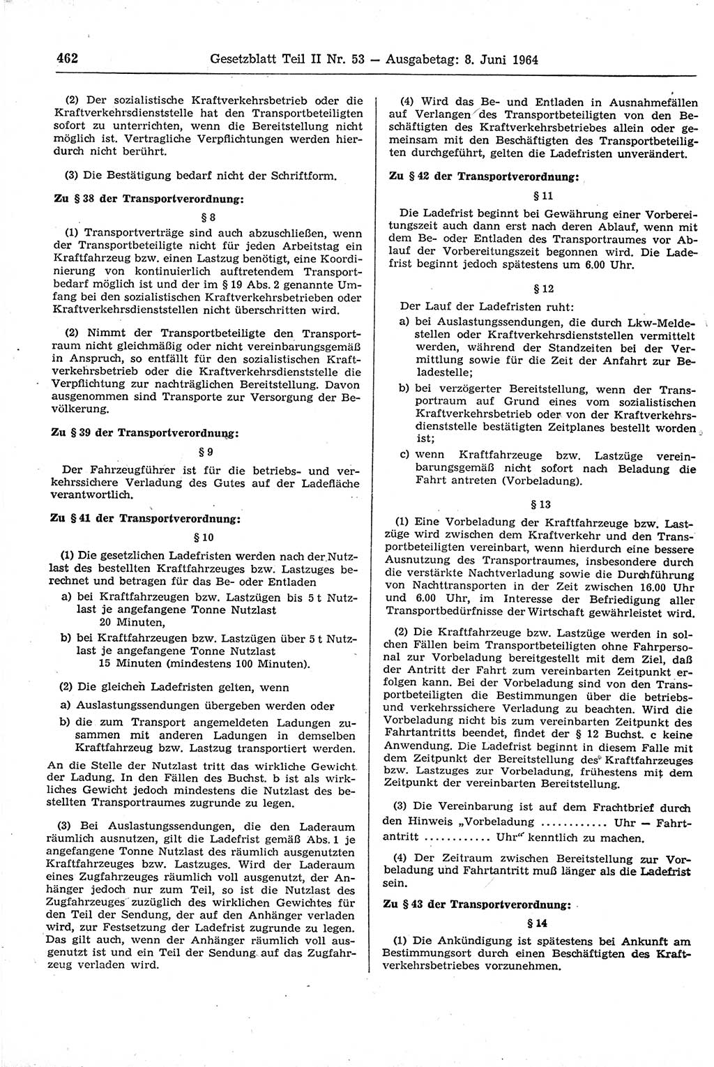 Gesetzblatt (GBl.) der Deutschen Demokratischen Republik (DDR) Teil ⅠⅠ 1964, Seite 462 (GBl. DDR ⅠⅠ 1964, S. 462)