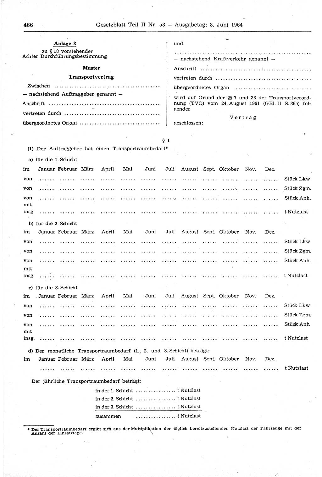 Gesetzblatt (GBl.) der Deutschen Demokratischen Republik (DDR) Teil ⅠⅠ 1964, Seite 466 (GBl. DDR ⅠⅠ 1964, S. 466)