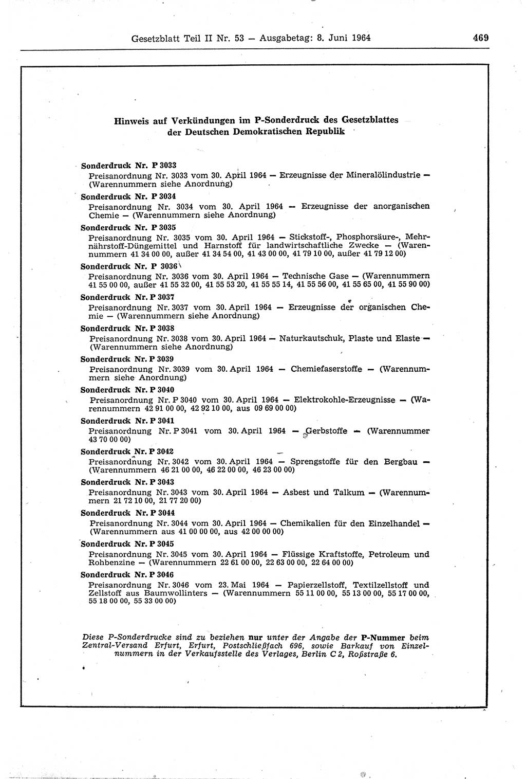 Gesetzblatt (GBl.) der Deutschen Demokratischen Republik (DDR) Teil ⅠⅠ 1964, Seite 469 (GBl. DDR ⅠⅠ 1964, S. 469)