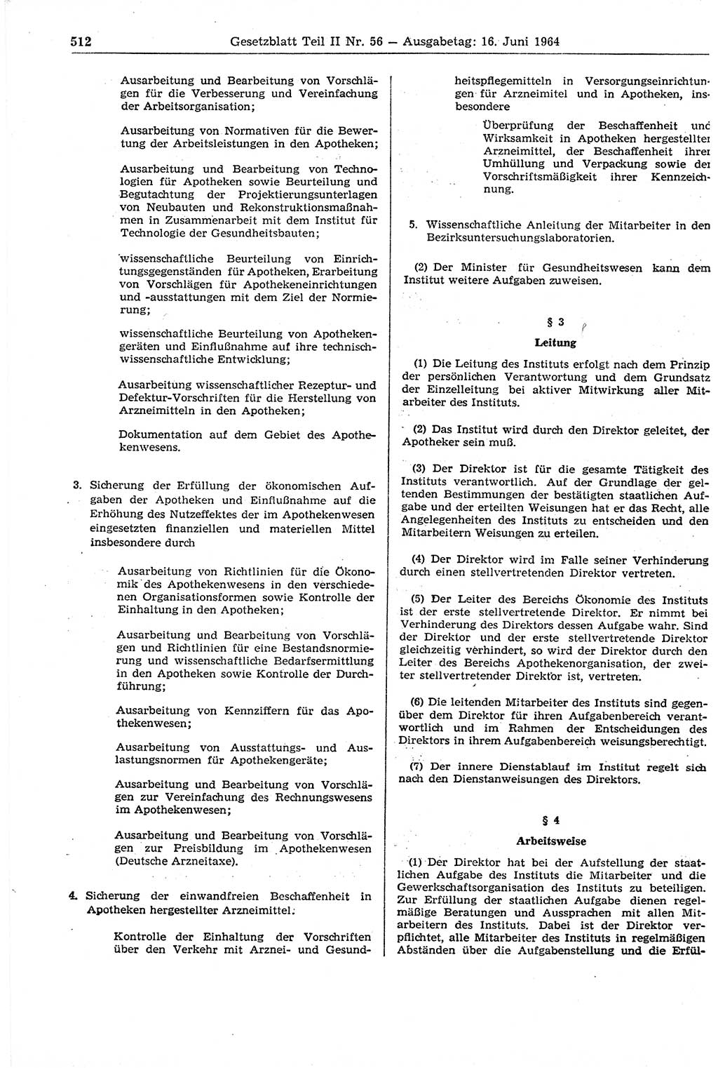 Gesetzblatt (GBl.) der Deutschen Demokratischen Republik (DDR) Teil ⅠⅠ 1964, Seite 512 (GBl. DDR ⅠⅠ 1964, S. 512)