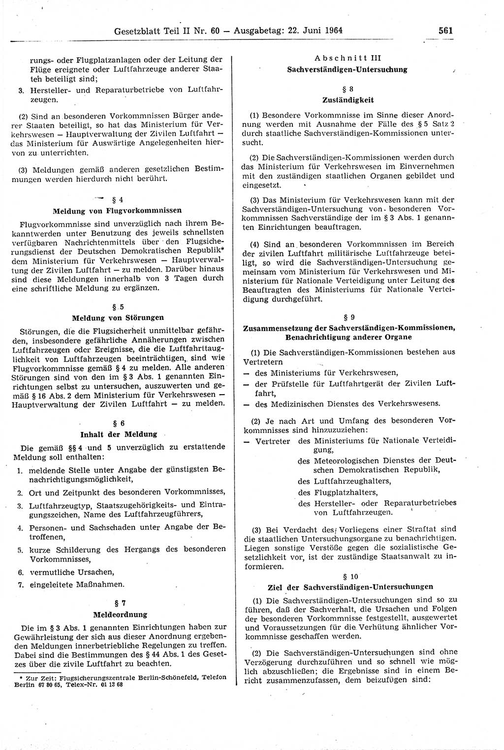 Gesetzblatt (GBl.) der Deutschen Demokratischen Republik (DDR) Teil ⅠⅠ 1964, Seite 561 (GBl. DDR ⅠⅠ 1964, S. 561)