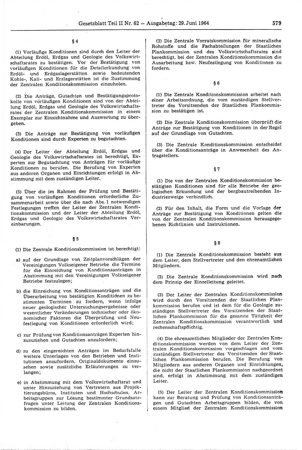 Gesetzblatt (GBl.) der Deutschen Demokratischen Republik (DDR) Teil ⅠⅠ 1964, Seite 579 (GBl. DDR ⅠⅠ 1964, S. 579)