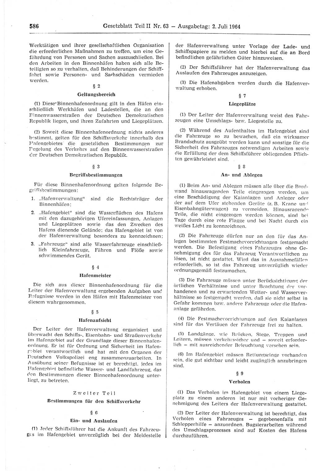 Gesetzblatt (GBl.) der Deutschen Demokratischen Republik (DDR) Teil ⅠⅠ 1964, Seite 586 (GBl. DDR ⅠⅠ 1964, S. 586)