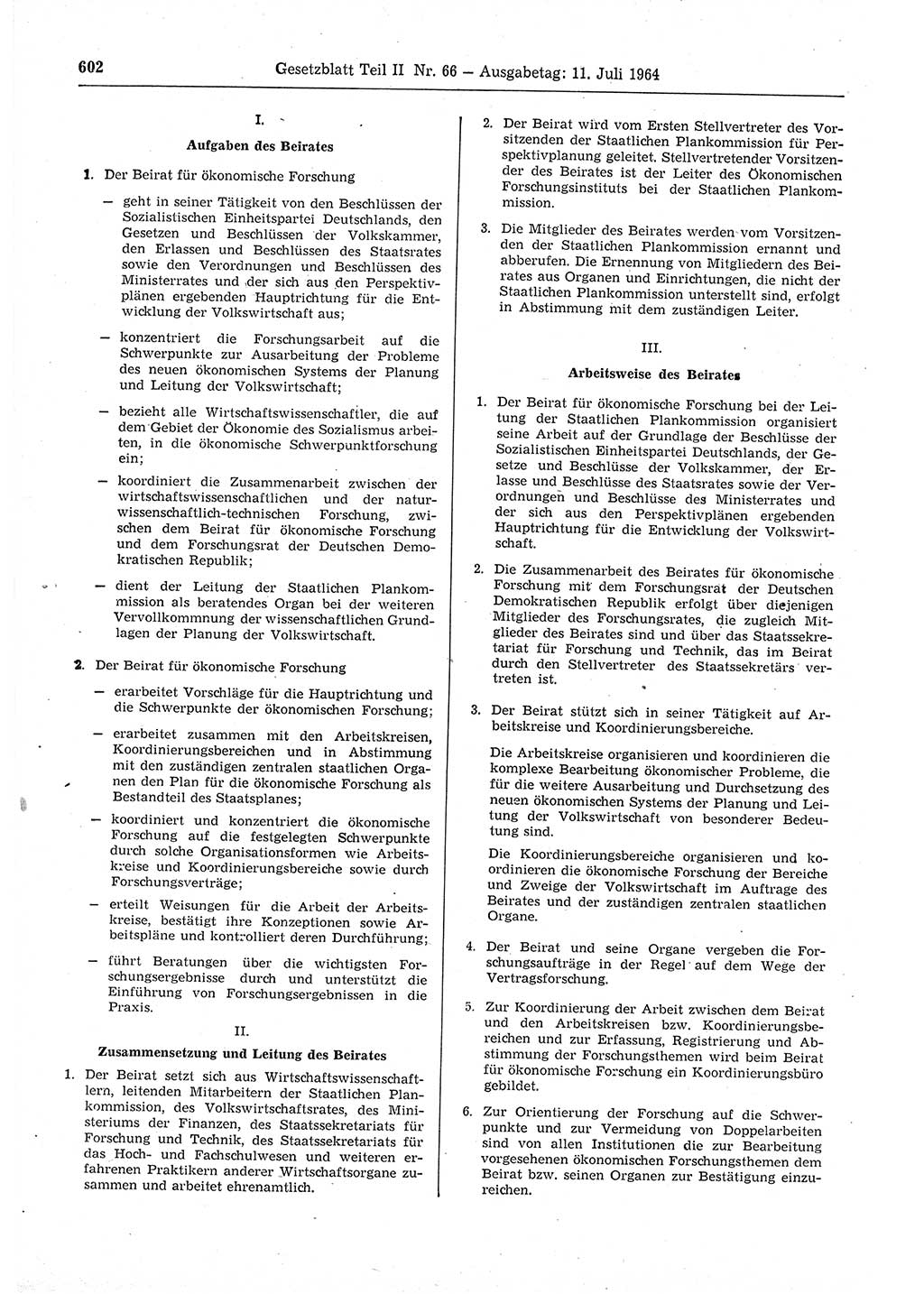 Gesetzblatt (GBl.) der Deutschen Demokratischen Republik (DDR) Teil ⅠⅠ 1964, Seite 602 (GBl. DDR ⅠⅠ 1964, S. 602)
