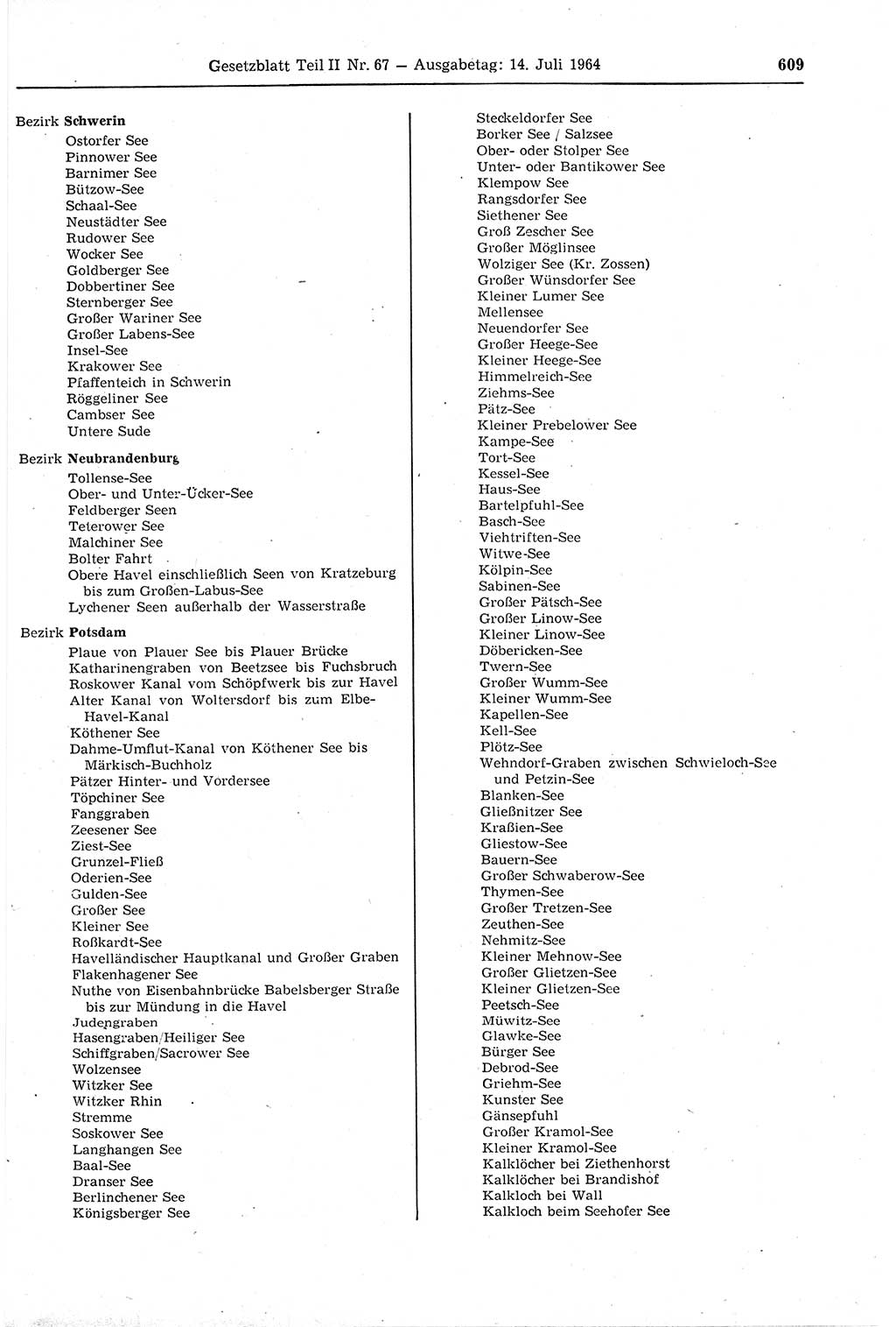 Gesetzblatt (GBl.) der Deutschen Demokratischen Republik (DDR) Teil ⅠⅠ 1964, Seite 609 (GBl. DDR ⅠⅠ 1964, S. 609)