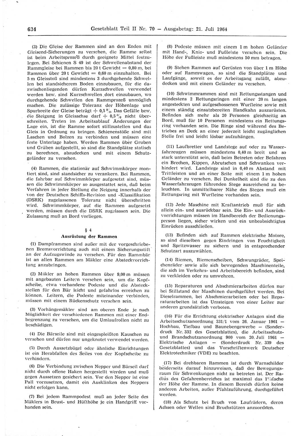 Gesetzblatt (GBl.) der Deutschen Demokratischen Republik (DDR) Teil ⅠⅠ 1964, Seite 634 (GBl. DDR ⅠⅠ 1964, S. 634)