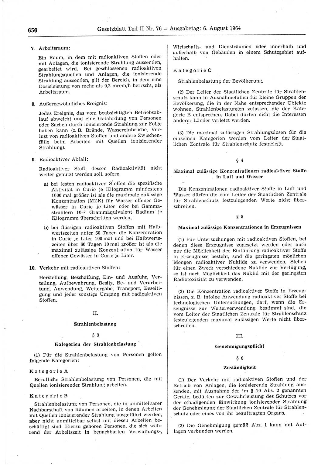 Gesetzblatt (GBl.) der Deutschen Demokratischen Republik (DDR) Teil ⅠⅠ 1964, Seite 656 (GBl. DDR ⅠⅠ 1964, S. 656)