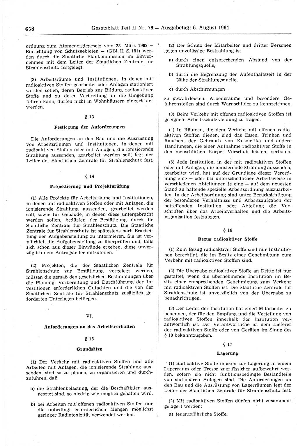 Gesetzblatt (GBl.) der Deutschen Demokratischen Republik (DDR) Teil ⅠⅠ 1964, Seite 658 (GBl. DDR ⅠⅠ 1964, S. 658)