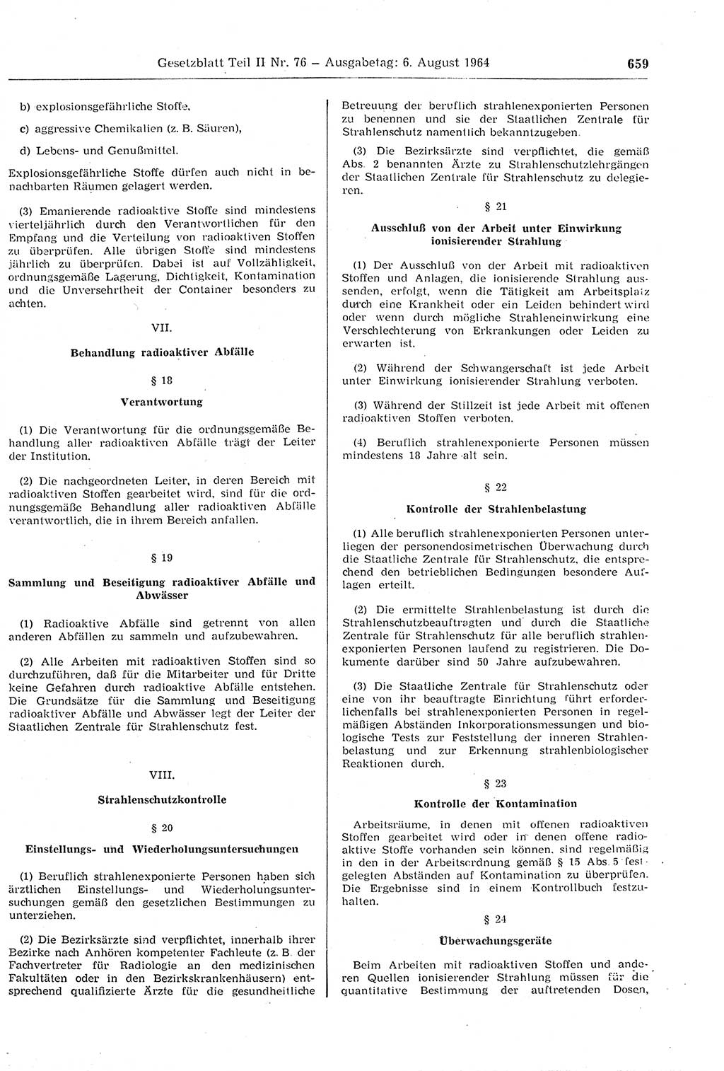 Gesetzblatt (GBl.) der Deutschen Demokratischen Republik (DDR) Teil ⅠⅠ 1964, Seite 659 (GBl. DDR ⅠⅠ 1964, S. 659)