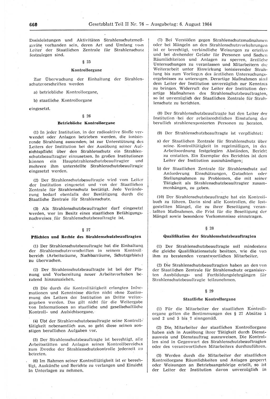 Gesetzblatt (GBl.) der Deutschen Demokratischen Republik (DDR) Teil ⅠⅠ 1964, Seite 660 (GBl. DDR ⅠⅠ 1964, S. 660)