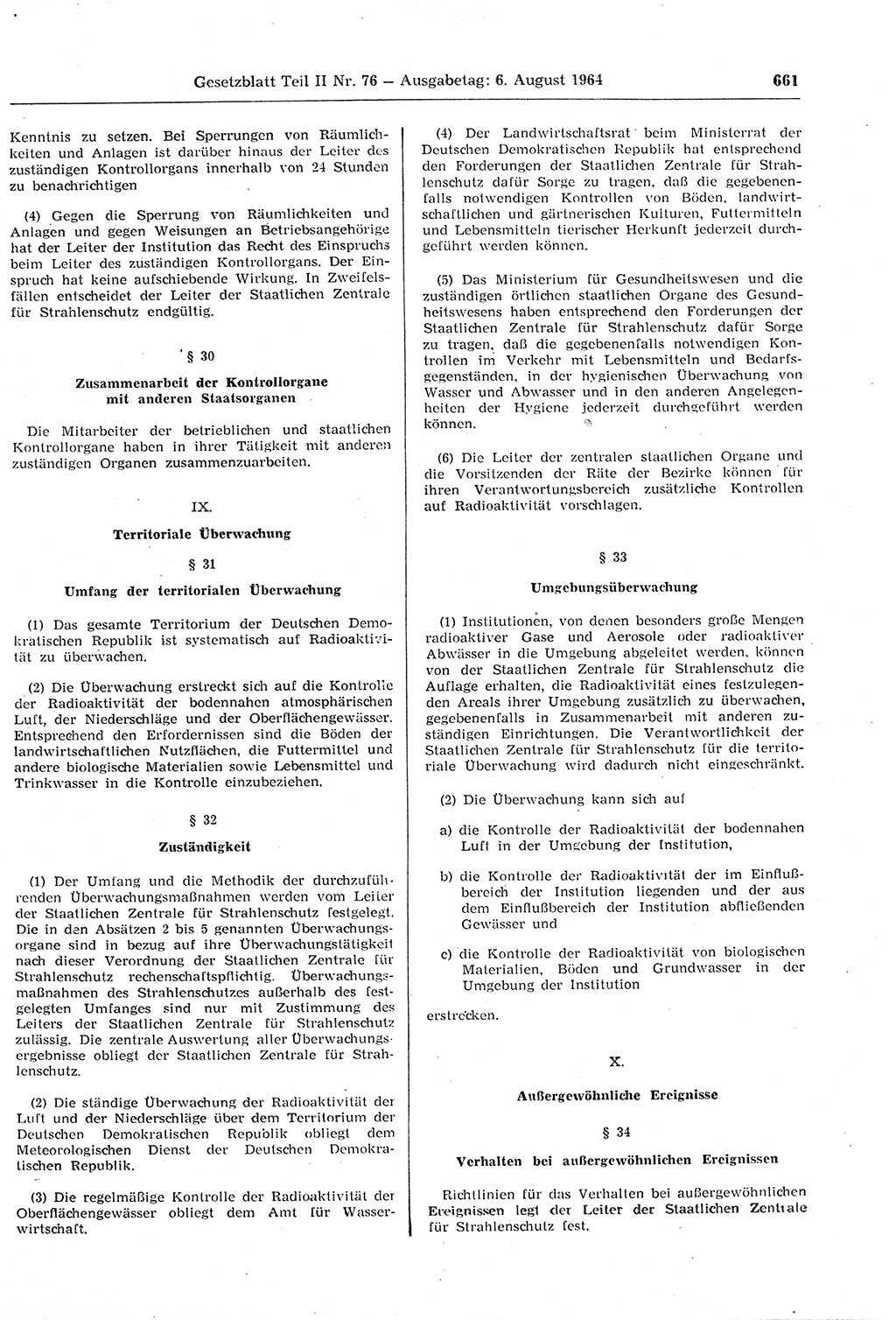 Gesetzblatt (GBl.) der Deutschen Demokratischen Republik (DDR) Teil ⅠⅠ 1964, Seite 661 (GBl. DDR ⅠⅠ 1964, S. 661)