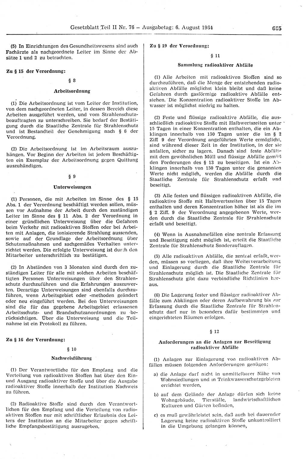 Gesetzblatt (GBl.) der Deutschen Demokratischen Republik (DDR) Teil ⅠⅠ 1964, Seite 665 (GBl. DDR ⅠⅠ 1964, S. 665)