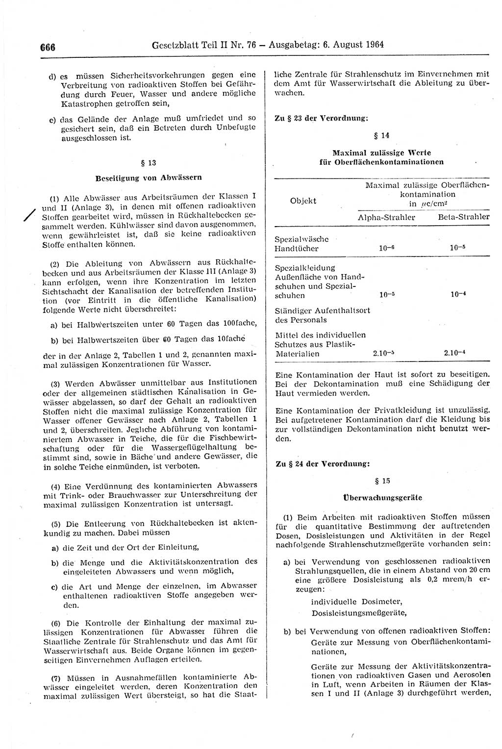 Gesetzblatt (GBl.) der Deutschen Demokratischen Republik (DDR) Teil ⅠⅠ 1964, Seite 666 (GBl. DDR ⅠⅠ 1964, S. 666)