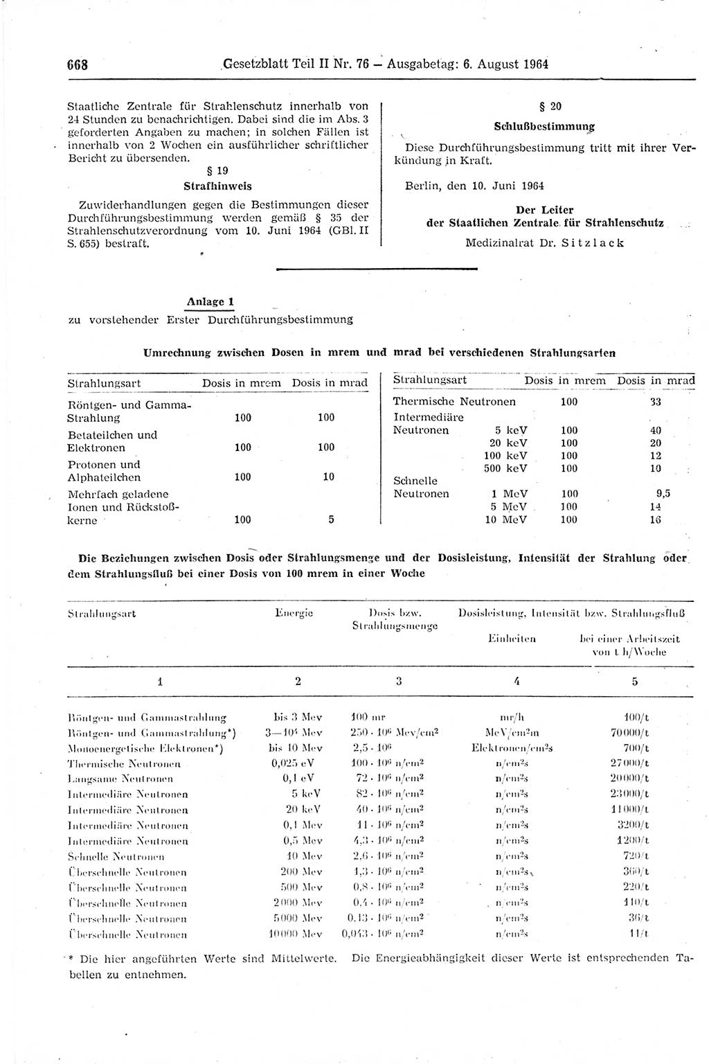 Gesetzblatt (GBl.) der Deutschen Demokratischen Republik (DDR) Teil ⅠⅠ 1964, Seite 668 (GBl. DDR ⅠⅠ 1964, S. 668)