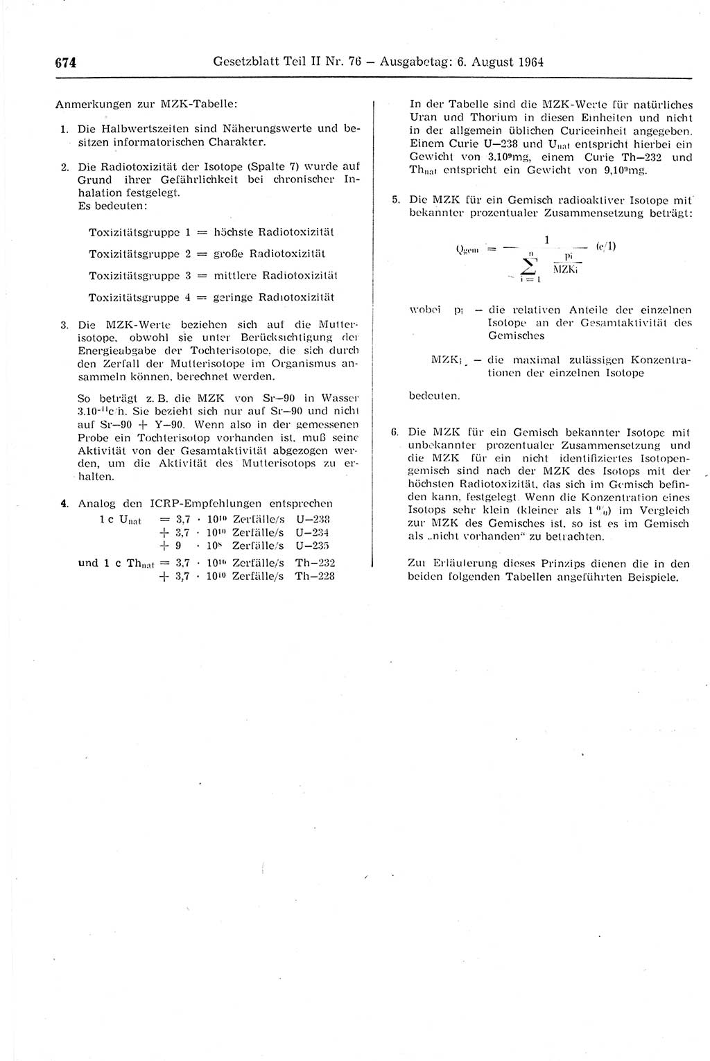 Gesetzblatt (GBl.) der Deutschen Demokratischen Republik (DDR) Teil ⅠⅠ 1964, Seite 674 (GBl. DDR ⅠⅠ 1964, S. 674)