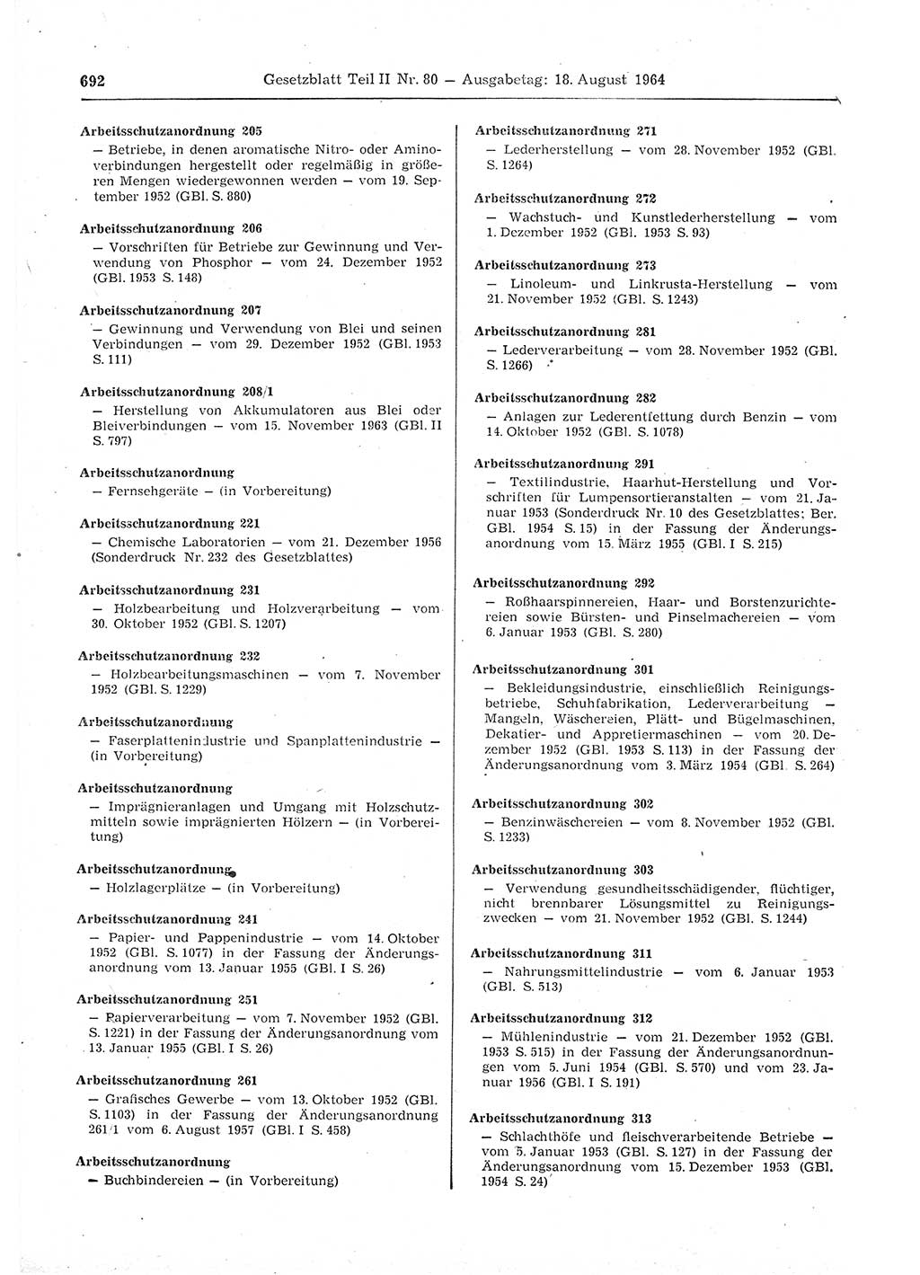 Gesetzblatt (GBl.) der Deutschen Demokratischen Republik (DDR) Teil ⅠⅠ 1964, Seite 692 (GBl. DDR ⅠⅠ 1964, S. 692)