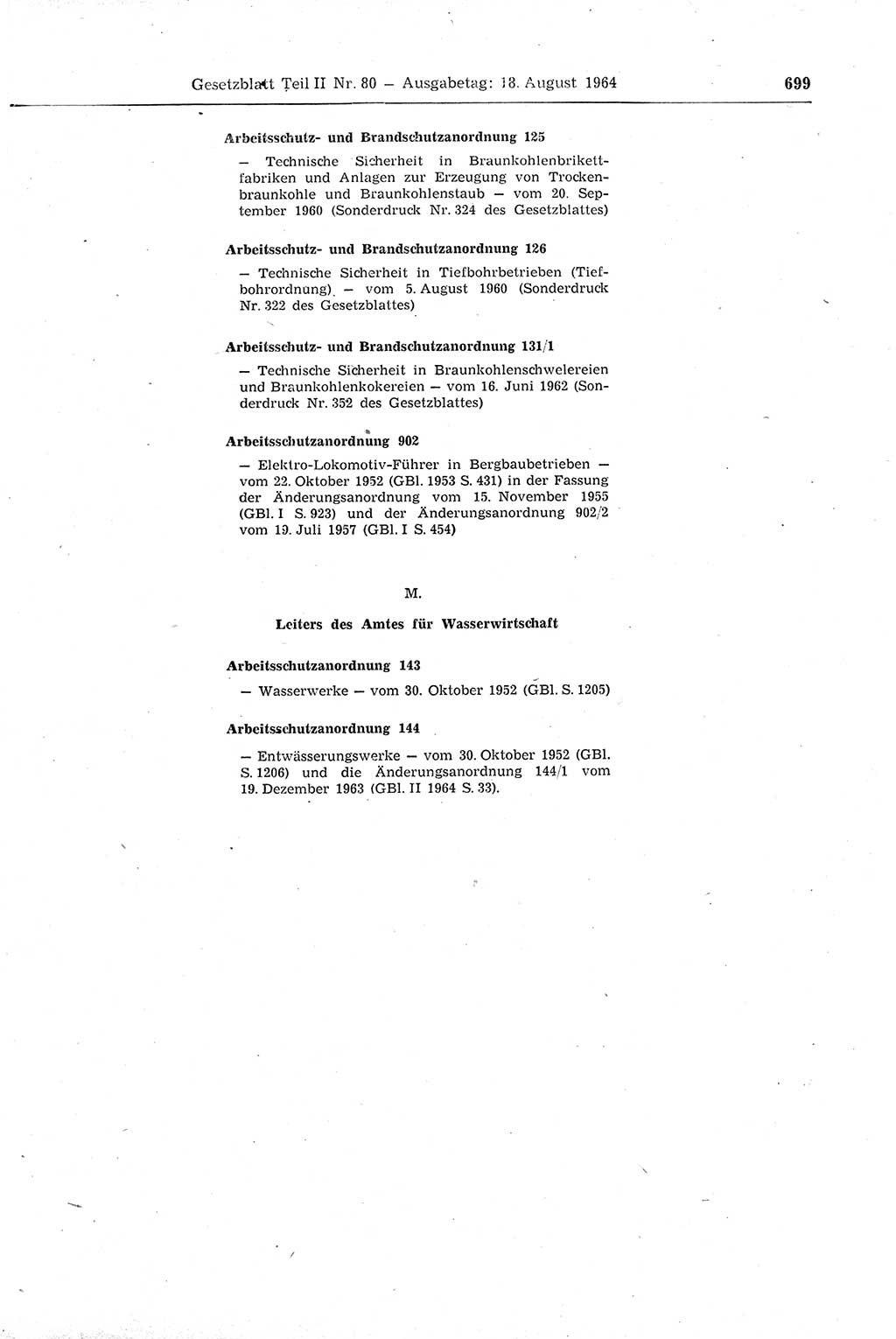 Gesetzblatt (GBl.) der Deutschen Demokratischen Republik (DDR) Teil ⅠⅠ 1964, Seite 699 (GBl. DDR ⅠⅠ 1964, S. 699)