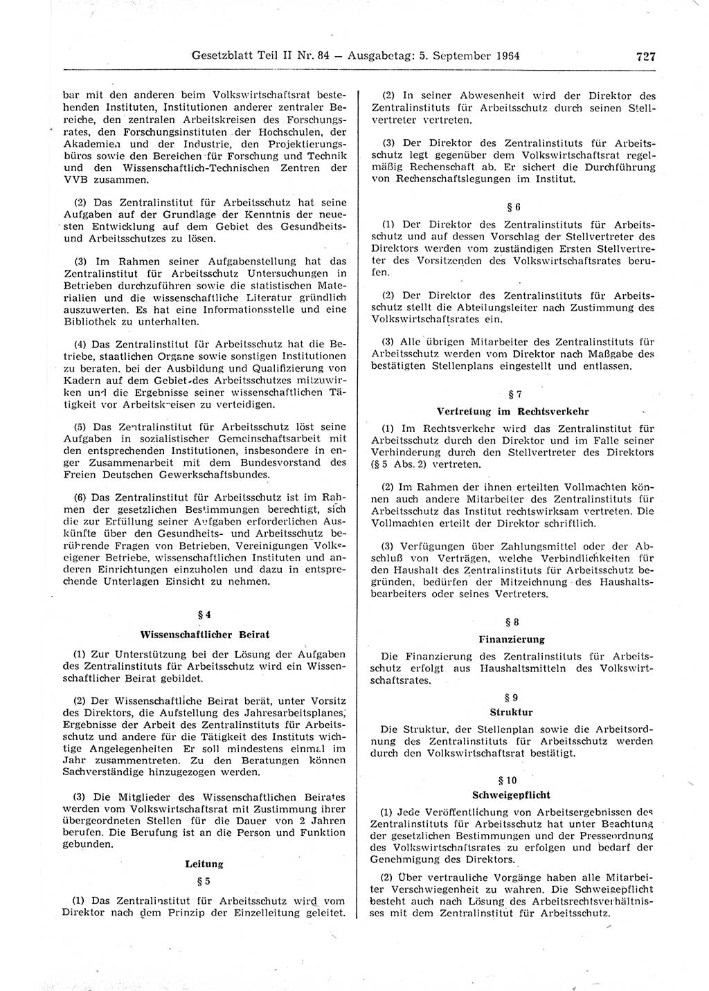 Gesetzblatt (GBl.) der Deutschen Demokratischen Republik (DDR) Teil ⅠⅠ 1964, Seite 727 (GBl. DDR ⅠⅠ 1964, S. 727)