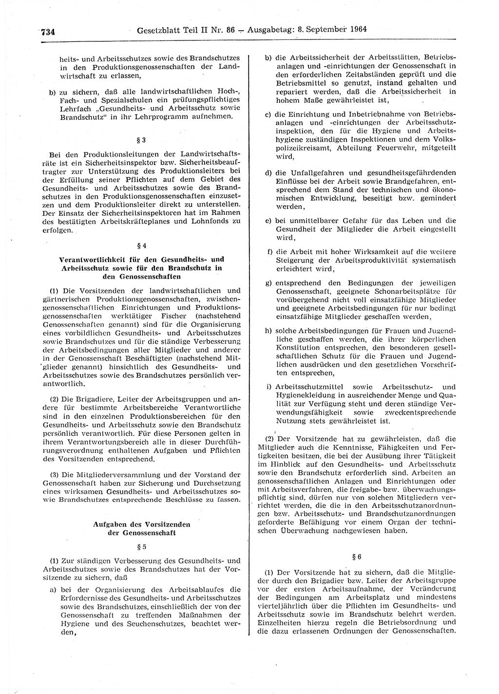 Gesetzblatt (GBl.) der Deutschen Demokratischen Republik (DDR) Teil ⅠⅠ 1964, Seite 734 (GBl. DDR ⅠⅠ 1964, S. 734)