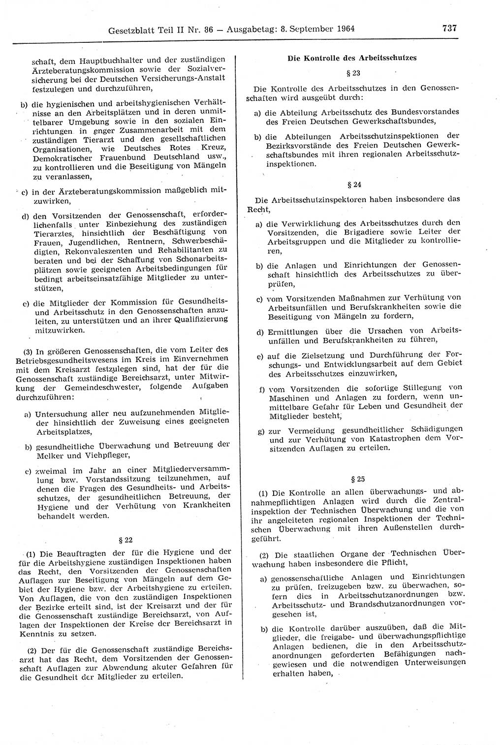 Gesetzblatt (GBl.) der Deutschen Demokratischen Republik (DDR) Teil ⅠⅠ 1964, Seite 737 (GBl. DDR ⅠⅠ 1964, S. 737)