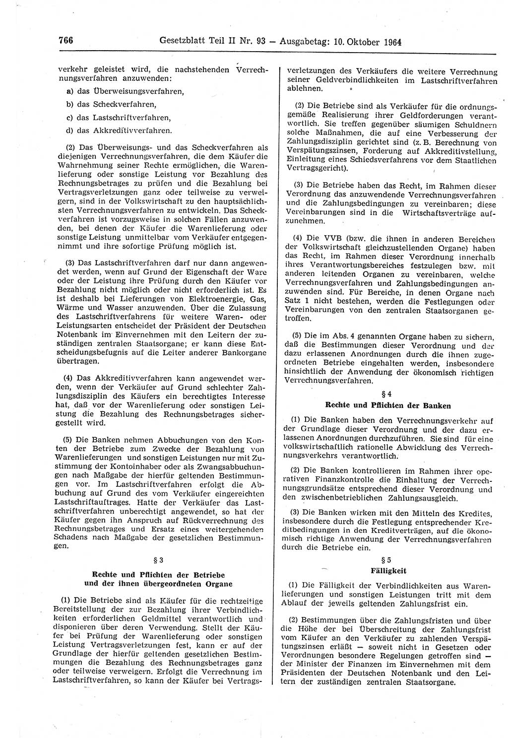 Gesetzblatt (GBl.) der Deutschen Demokratischen Republik (DDR) Teil ⅠⅠ 1964, Seite 766 (GBl. DDR ⅠⅠ 1964, S. 766)