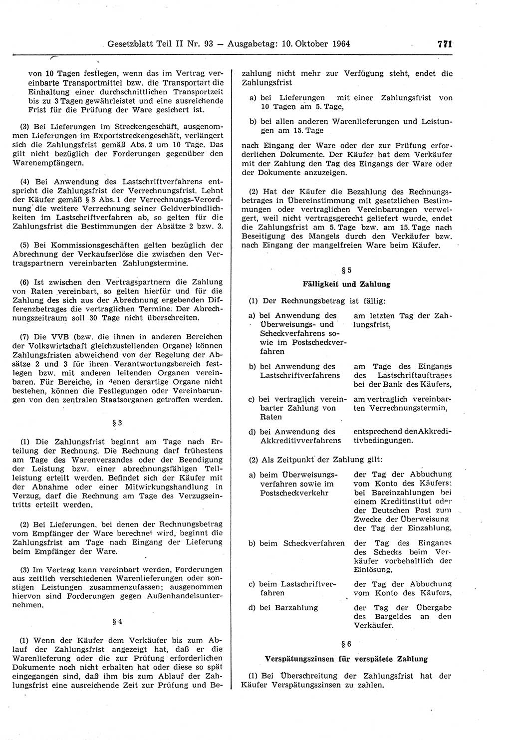 Gesetzblatt (GBl.) der Deutschen Demokratischen Republik (DDR) Teil ⅠⅠ 1964, Seite 771 (GBl. DDR ⅠⅠ 1964, S. 771)