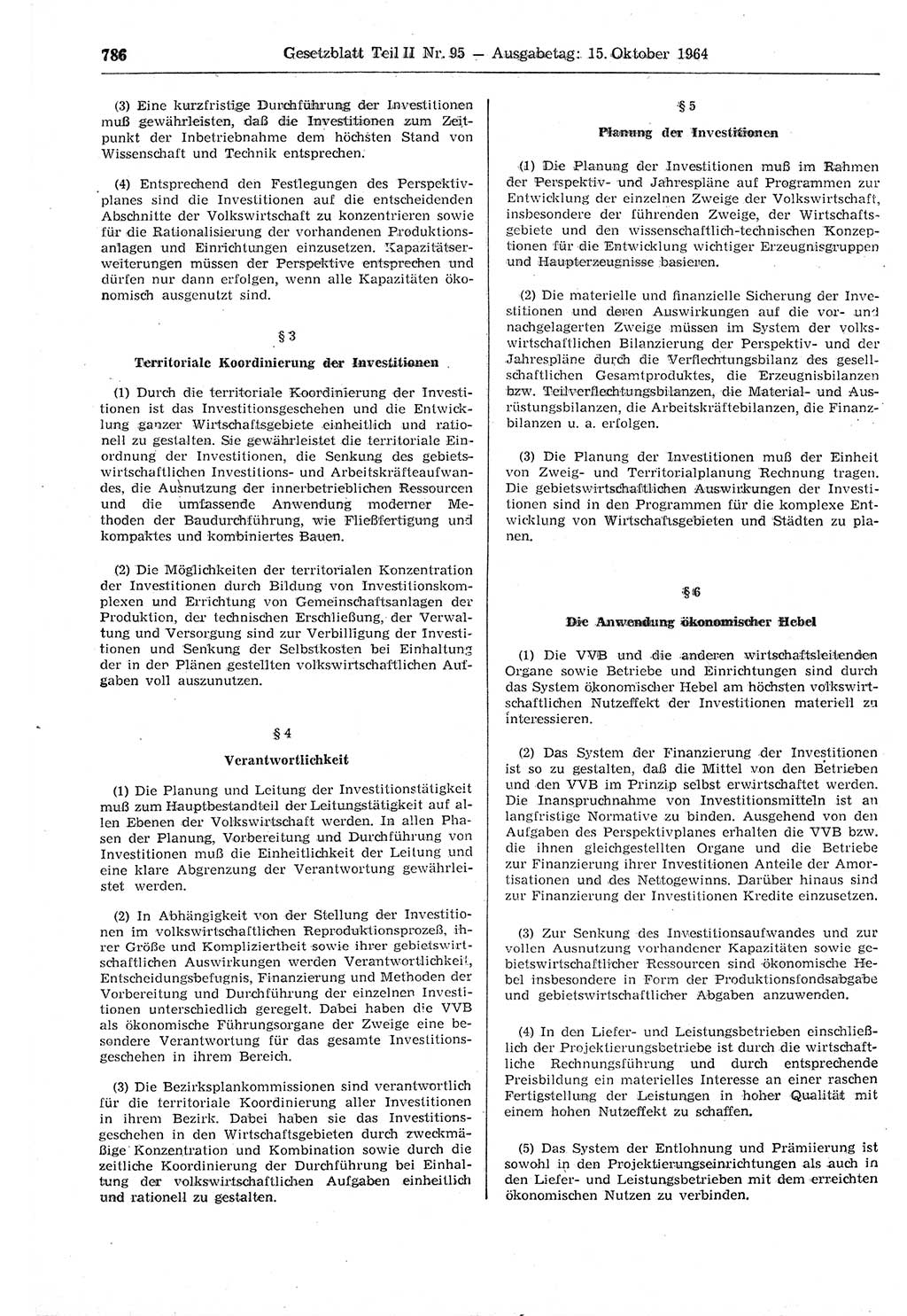 Gesetzblatt (GBl.) der Deutschen Demokratischen Republik (DDR) Teil ⅠⅠ 1964, Seite 786 (GBl. DDR ⅠⅠ 1964, S. 786)